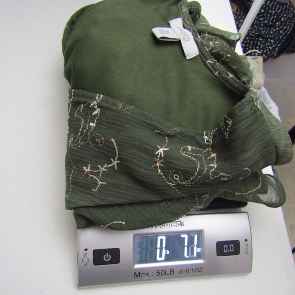 Dressbarn Woman Babydoll Top 2X Green Sheer Floral Embroidered Fairy Y2K Boho - Picture 13 of 13